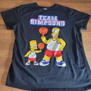 The Simpsons Team Simpsons Bart & Homer Graphic Tee Black Tshirt Size L